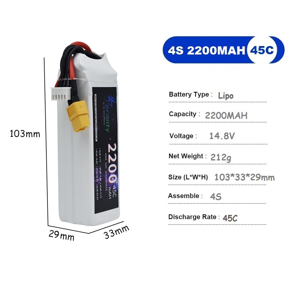 4S LiPo Battery 14.8V 1500mah  - Drone Battery Li-Ion recension och pris