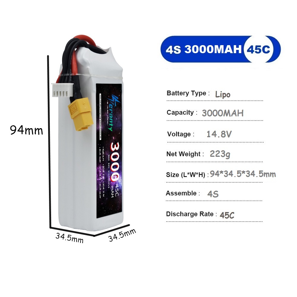 4S LiPo Battery 14.8V 1500mah  - Drone Battery Li-Ion recension och pris